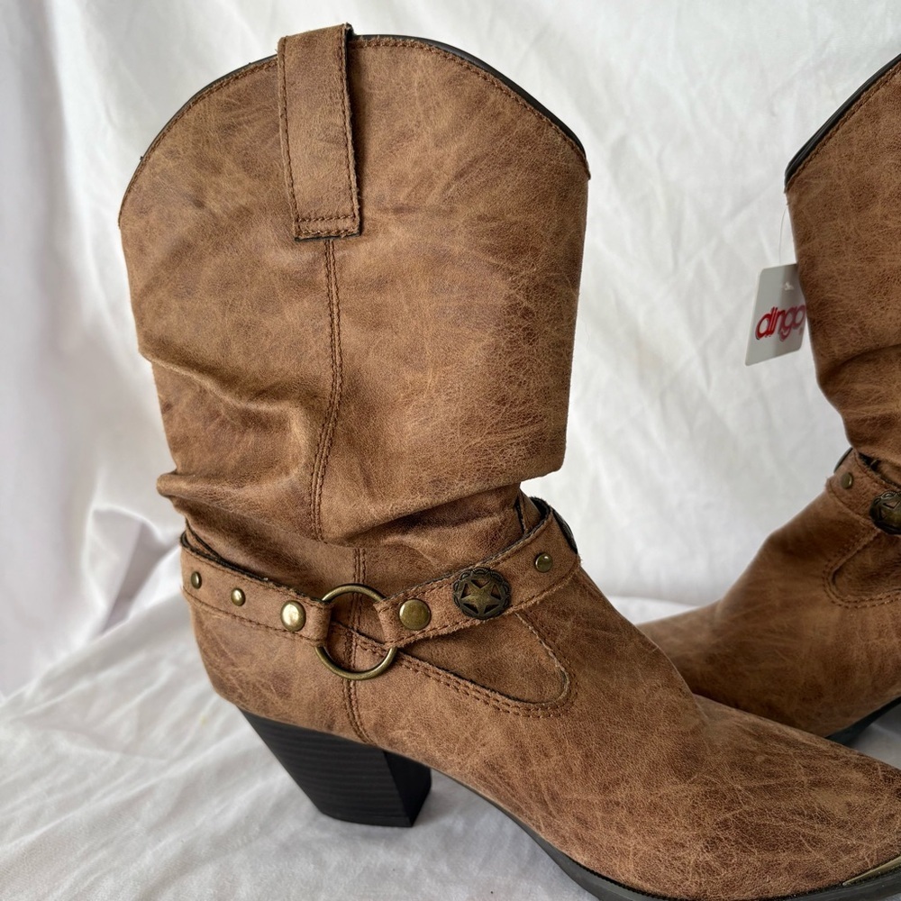 Dingo western cowboy brown ankle boots women’s size 8 new with tags slouch - Picture 4 of 5